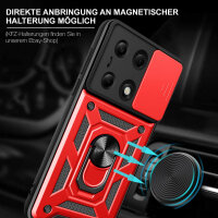 Outdoor Panzer Hülle Xiaomi Redmi Note 13 Pro 4G Handyhülle Kameraschutz Ring Rot