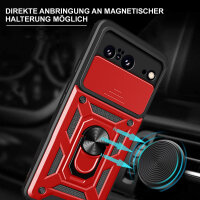 Outdoor Panzer Hülle Google Pixel 8 Handyhülle mit Kameraschutz Ringhalter Cover Rot