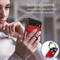Outdoor Panzer Hülle Google Pixel 8 Handyhülle mit Kameraschutz Ringhalter Cover Rot