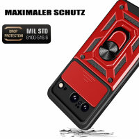 Outdoor Panzer Hülle Google Pixel 8 Handyhülle mit Kameraschutz Ringhalter Cover Rot