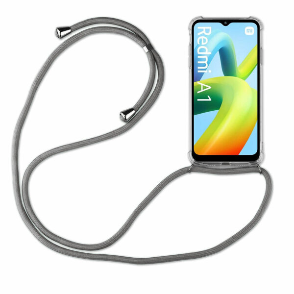 Handykette für Xiaomi Redmi A1 Handyhülle mit Band Hülle mit Kordel Handy Tasche Grau