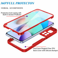 360° Grad Hülle Xiaomi Redmi 10 2022 Handyhülle mi Integriertem Displayschutz Rot