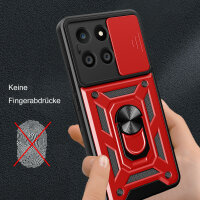 Outdoor Panzer Hülle Honor X6A Handyhülle mit Slide Kameraschutz Ringhalter Rot