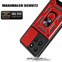 Outdoor Panzer Hülle Honor X6A Handyhülle mit Slide Kameraschutz Ringhalter Rot