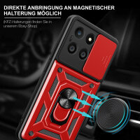 Outdoor Panzer Hülle Honor X6A Handyhülle mit Slide Kameraschutz Ringhalter Rot