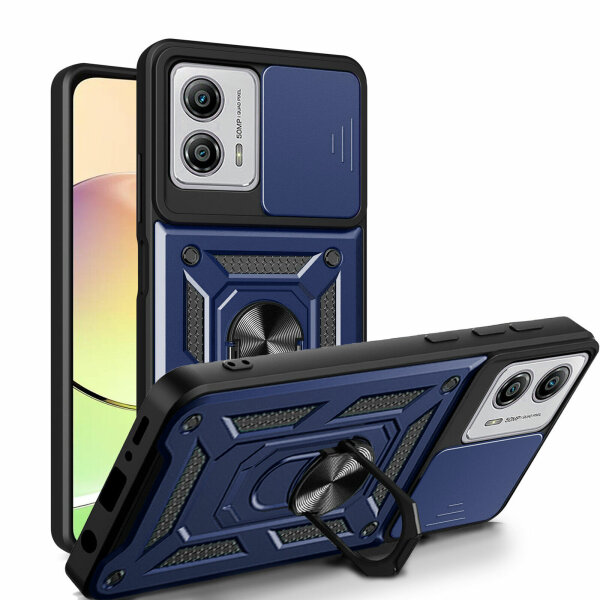 Outdoor Panzer Hülle Motorola Moto G13 / G23 / G53 mit Kameraschutz Ringhalter Blau