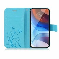 Handyhülle für ZTE Blade A71 – Klapphülle Blume Blau
