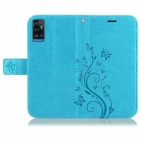 Handyhülle für ZTE Blade A71 – Klapphülle Blume Blau