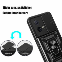 Outdoor Panzer Hülle Motorola Moto G84 Handyhülle mit Kameraschutz Ringhalter Schwarz