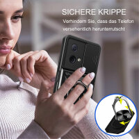 Outdoor Panzer Hülle Motorola Moto G84 Handyhülle mit Kameraschutz Ringhalter Schwarz