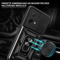 Outdoor Panzer Hülle Motorola Moto G84 Handyhülle mit Kameraschutz Ringhalter Schwarz