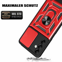 Outdoor Panzer Hülle für Samsung Galaxy A14 mit Kameraschutz Ringhalter Bumper  Rot
