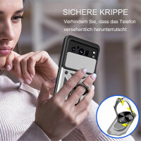 Outdoor Panzer Hülle Google Pixel 8 Pro Handyhülle mit Kameraschutz Ringhalter Silber