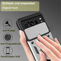 Outdoor Panzer Hülle Google Pixel 8 Pro Handyhülle mit Kameraschutz Ringhalter Silber