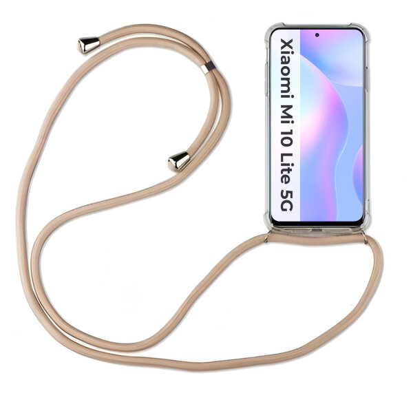 Xiaomi Hülle mit Band Schutzhülle Handykette Silikon Handy Tasche mit Schnur Neu Xiaomi Mi 10 Lite 5G Beige / Braun