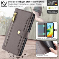 Handykette Xiaomi Hülle mit Band Handyhülle Kartenfächer PU Leder Umhängetasche Redmi A1 / A2 Grau