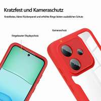 360 Grad Handyhülle für Xiaomi Redmi 13 /Poco M6 Schutz Hülle mit Displayschutz  Rot