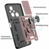 Outdoor Panzer Hülle Xiaomi Redmi 12C Handyhülle mit Kameraschutz Ringhalter Rosegold