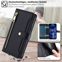 Handykette Xiaomi Hülle mit Band Handyhülle Kartenfächer PU Leder Umhängetasche Redmi Note 12 Pro 5G / Poco X5 Pro 5G Schwarz