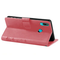 Huawei Handy Tasche Handyhülle Schutz Hülle Blumen Flip Cover Buch Case Etui Huawei Y7 2019 Rosa