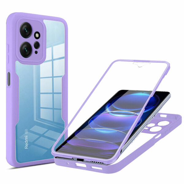 360° Grad Hülle Xiaomi Redmi Note 12 4G Rundum vollschutz mit Displayschutz Lila
