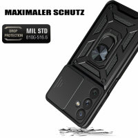 Outdoor Panzer Hülle für Samsung Galaxy A34 5G mit Kameraschutz Ringhalter  Schwarz