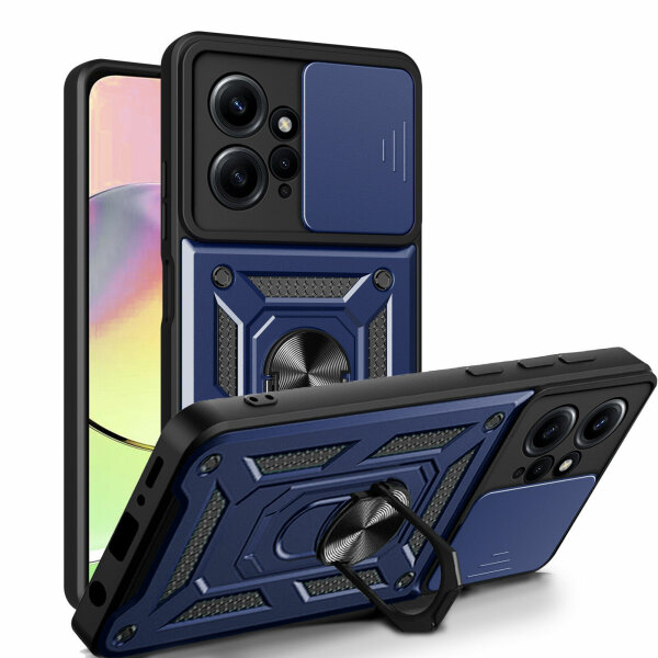 Outdoor Panzer Hülle Xiaomi Redmi Note 12 4G Handyhülle Kameraschutz Ringhalter Blau