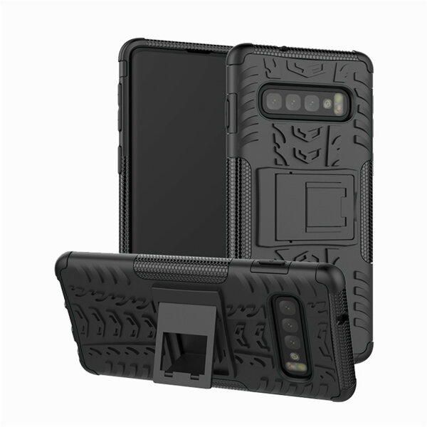 Handy Tasche für Samsung Galaxy Case Panzer Hülle Cover Schutzhülle Etui Bumper Galaxy S10 SM-G973 Schwarz
