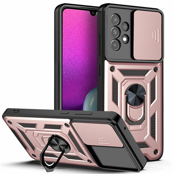 Outdoor Panzer Hülle für Samsung Galaxy A53 5G mit Kameraschutz Ringhalter  Rosegold