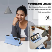 Handykette Samsung Hülle mit Band Handyhülle Kartenfächer PU Leder Umhängetasche Galaxy S21+ Hellblau