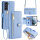 Handykette Samsung Hülle mit Band Handyhülle Kartenfächer PU Leder Umhängetasche Galaxy S21+ Hellblau