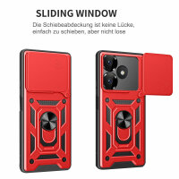 Outdoor Panzer Hülle Xiaomi Redmi 13 /Poco M6 Handyhülle Kameraschutz Ringhalter Rot