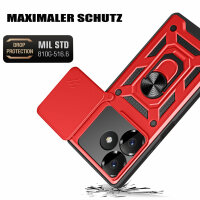 Outdoor Panzer Hülle Xiaomi Redmi 13 /Poco M6 Handyhülle Kameraschutz Ringhalter Rot