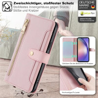 Handykette Samsung Hülle mit Band Handyhülle Kartenfächer PU Leder Umhängetasche Galaxy A54 Rosa