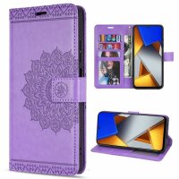 Handyhülle Hülle für Xiaomi POCO M4 Pro 4G, Handy Tasche Schutz Flip Case Schale Lila