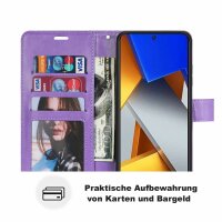 Handyhülle Hülle für Xiaomi POCO M4 Pro 4G, Handy Tasche Schutz Flip Case Schale Lila