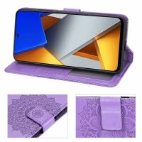 Handyhülle Hülle für Xiaomi POCO M4 Pro 4G, Handy Tasche Schutz Flip Case Schale Lila