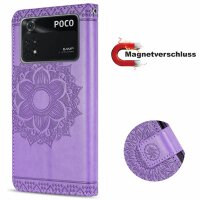 Handyhülle Hülle für Xiaomi POCO M4 Pro 4G, Handy Tasche Schutz Flip Case Schale Lila
