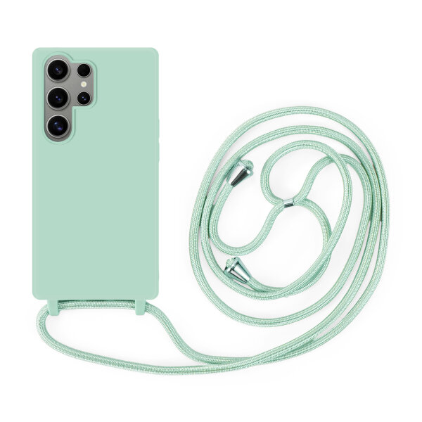 Handykette für Samsung Hanyhülle mit Band Hülle mit Kodel Smartphone Halskette Galaxy S24 Ultra Mintgrün