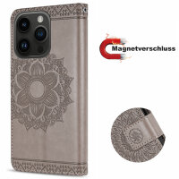 Handyhülle für Apple iPhone 14 Pro Max – Mandala Case Grau