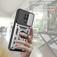 Outdoor Panzer Hülle Nokia G10 G20 Handyhülle mit Slide Kameraschutz Ringhalter Silber