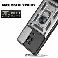 Outdoor Panzer Hülle Nokia G10 G20 Handyhülle mit Slide Kameraschutz Ringhalter Silber