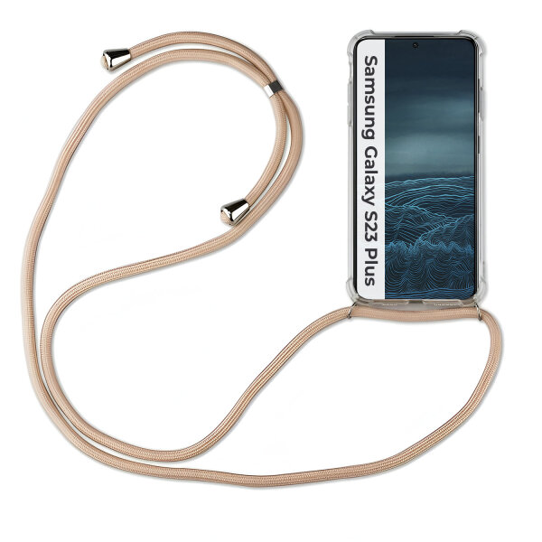 Handykette für Samsung S21 S22 S23 S24 FE Plus Ultra Handyhülle mit Band Hülle Galaxy S23+ Beige / Braun