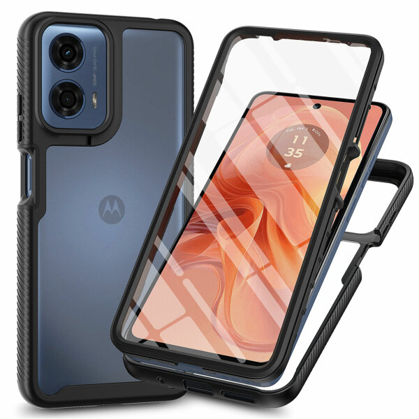Motorola Moto G04/G24/E14 Hülle 360 Grad Handyhülle Integriertem Displayschutz