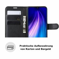 Xiaomi, Handy Tasche Handyhülle Schutzhülle Hülle Flipcase Klapphülle Etui Case Xiaomi Redmi Note 8 ( 2021 ) Schwarz