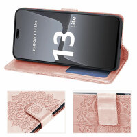 Hülle für Xiaomi 13 Lite Handyhülle Handy Tasche Klapphülle Wallet Case Etui Rosegold