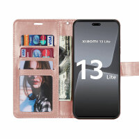 Hülle für Xiaomi 13 Lite Handyhülle Handy Tasche Klapphülle Wallet Case Etui Rosegold