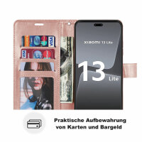 Hülle für Xiaomi 13 Lite Handyhülle Handy Tasche Klapphülle Wallet Case Etui Rosegold