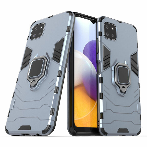 Hülle für Samsung Galaxy A22 5G, Schutzhülle Handy Tasche Ring Case Silikon TPU Türkis