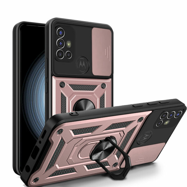 Outdoor Panzer Hülle Motorola Moto G10 G20 G30 Handyhülle mit Kameraschutz Ring Rosegold